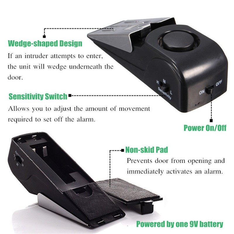 125 dB Wireless Door sensor Triggered stop Security alarm system Home Wedge Shaped Door topper Alarm Block Blocking System